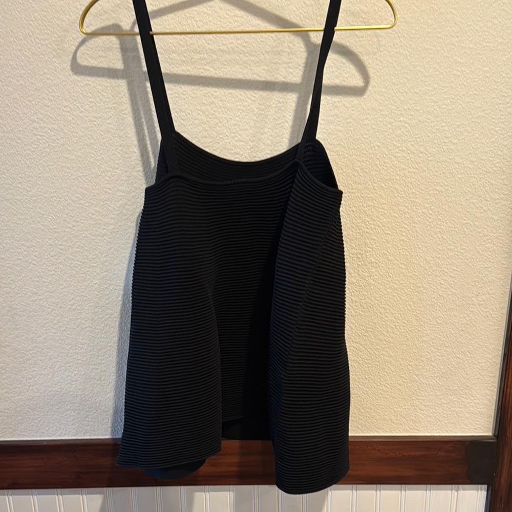 Anthropologie Black Ribbed Camisole with Flared Hem